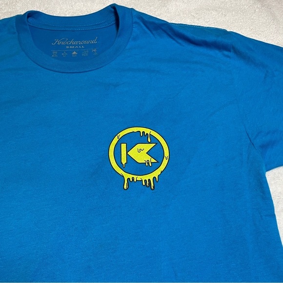 NWOT Knockaround Logo Pizza In Sunglasses Graphic Tee Adult Size Small Blue - Picture 2 of 6